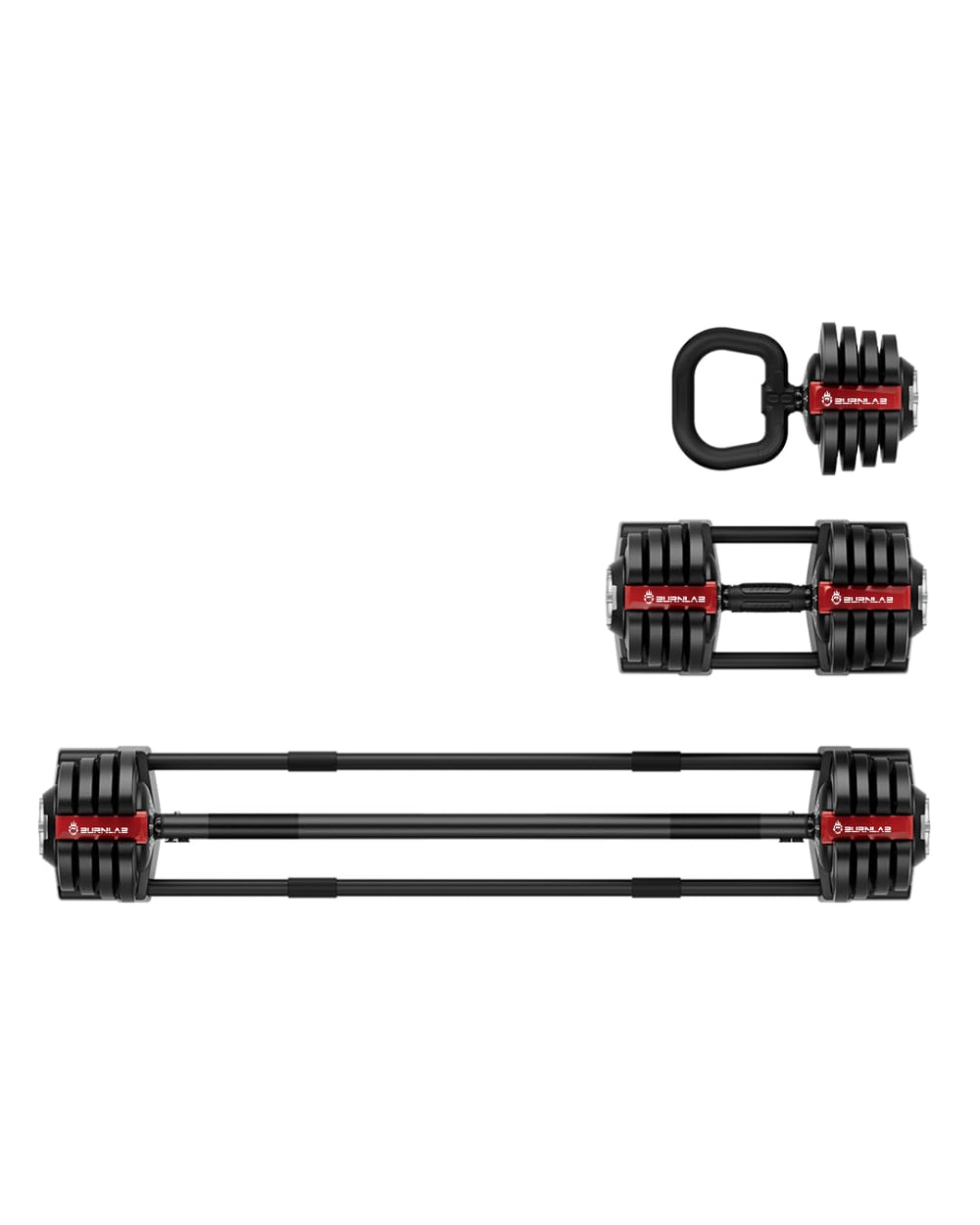 Burnlab Shift 3-in-1 Weight Training Kit - Converts to Dumbbell, Kettlebell & Barbell