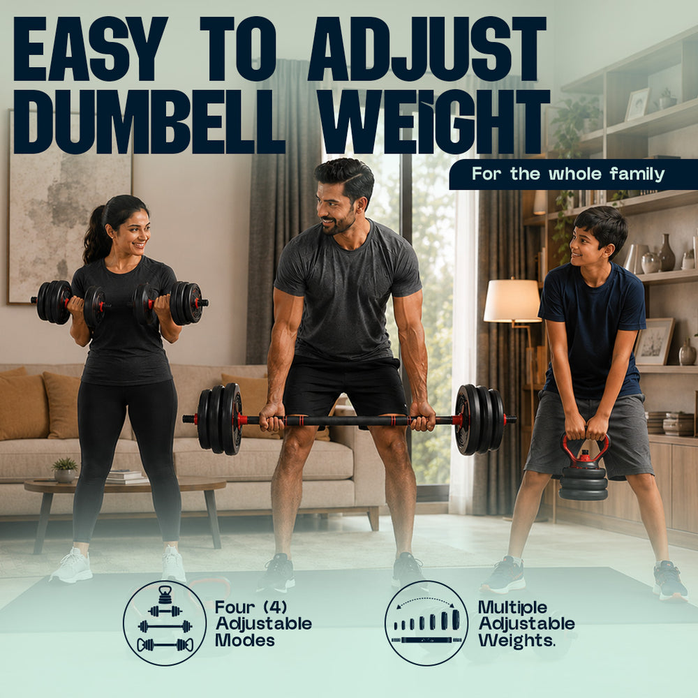 Burnlab 6 in 1 Multifunctional Weight Training Kit - Dumbbells, Kettlebells and Barbells in 1
