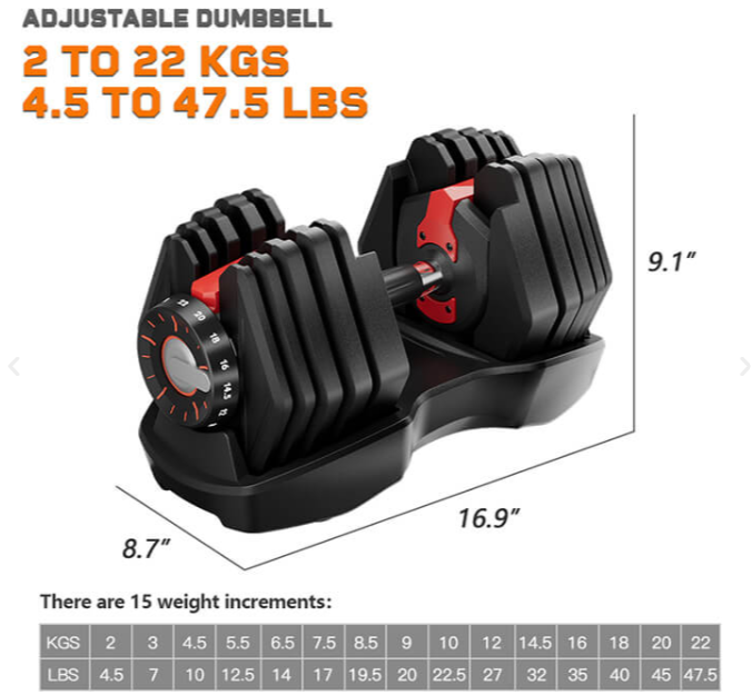 Burnlab Edge Plus Adjustable Dumbbells (2-22 kg)