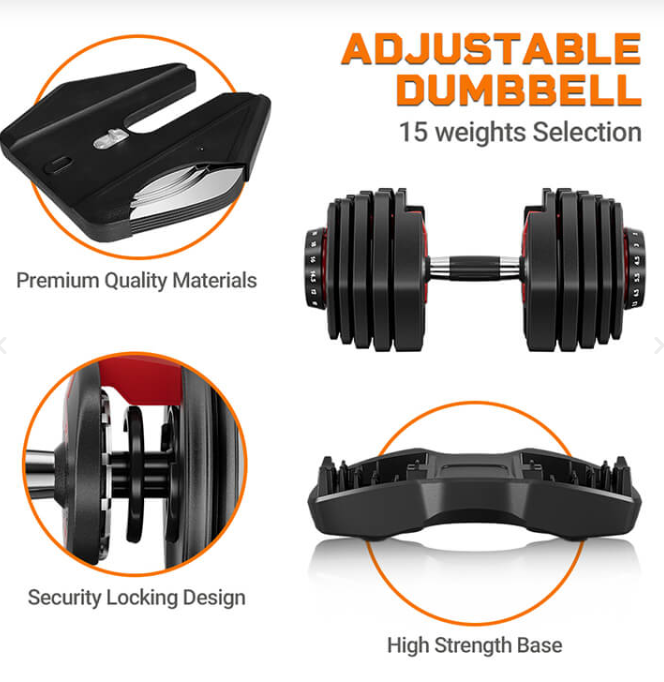 Burnlab Edge Plus Adjustable Dumbbells (2-22 kg)