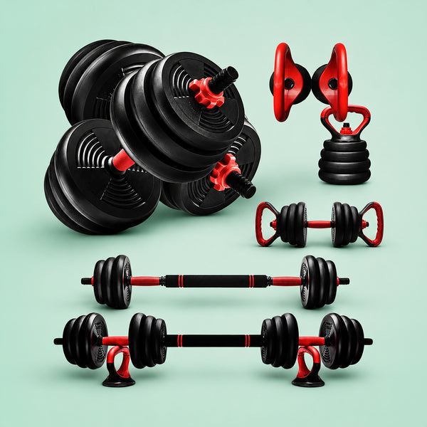 Burnlab 6 in 1 Multifunctional Weight Training Kit - Dumbbells, Kettlebells and Barbells in 1