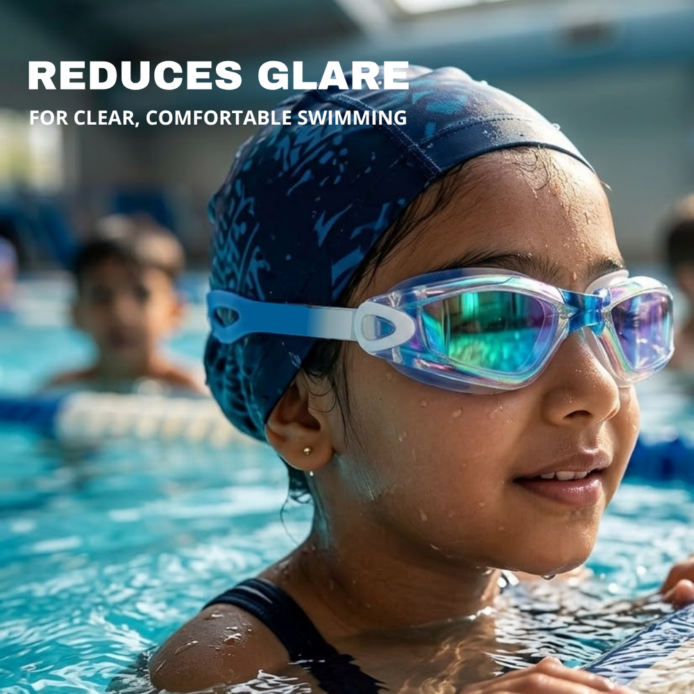 Kids Mirrored-Lens Swimming Goggles for Reduced Glare