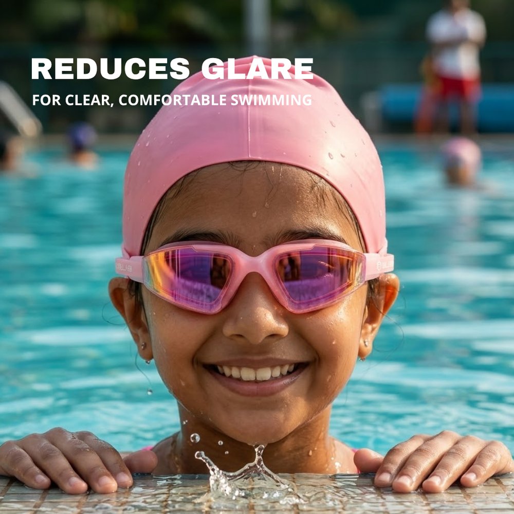 Kids Mirrored-Lens Swimming Goggles for Reduced Glare