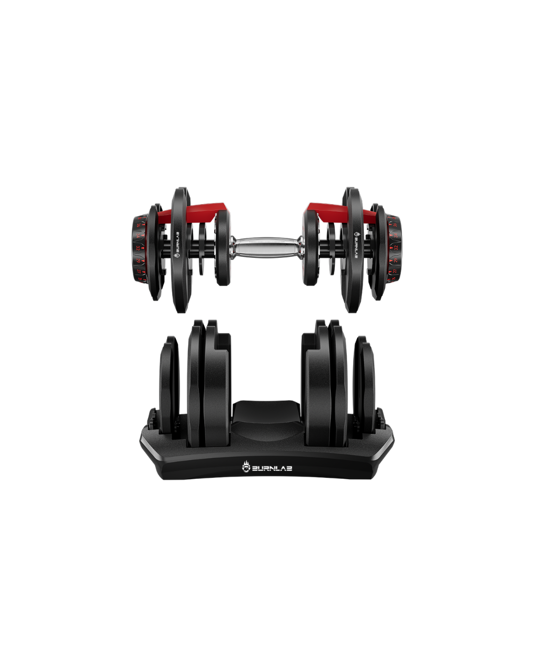 Burnlab Adjustable Dumbbells Set, Easy Weight Adjustment, Home Workout, Gym Exercise