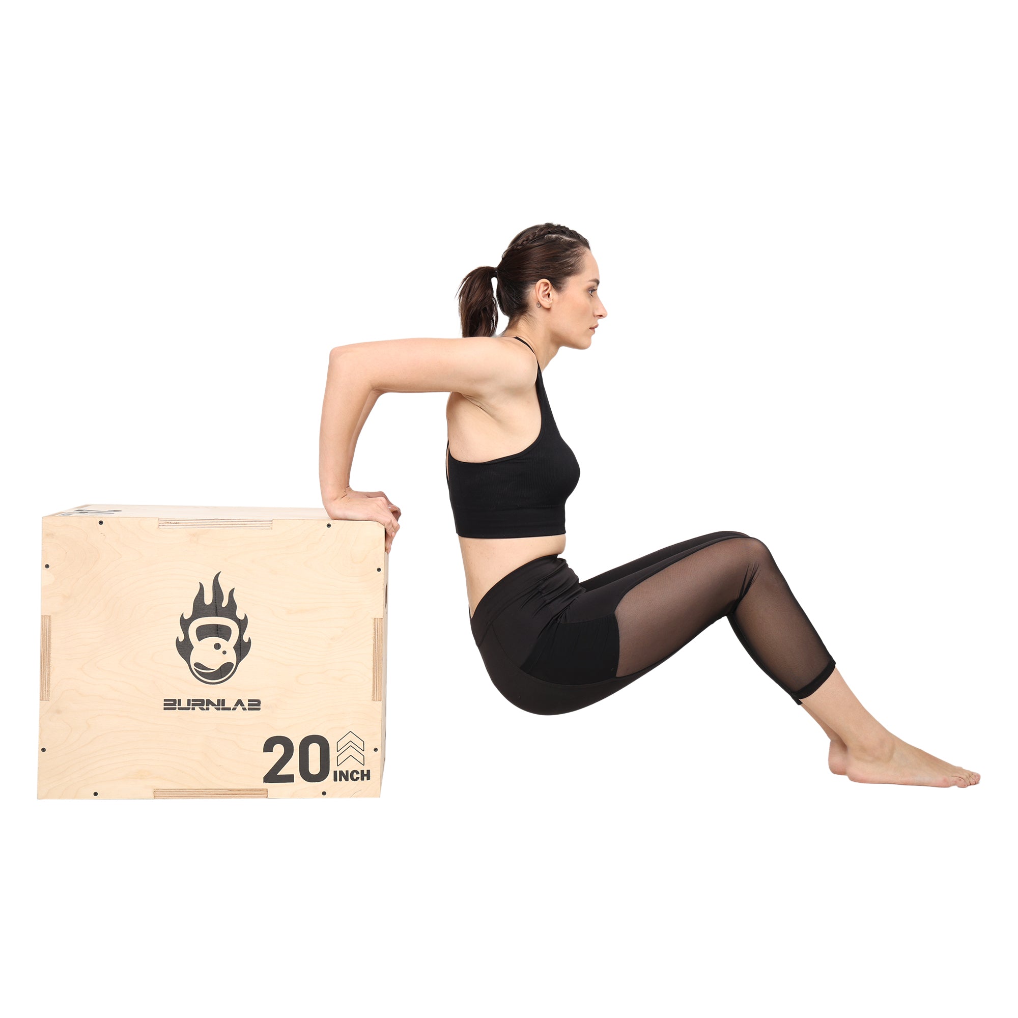 Burnlab Plyo Box, Wooden 3-in-1 Plyometric Jump Box for Training - Squat, Step Up, Box Jumps & More
