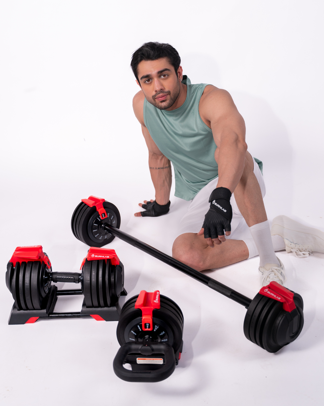 Burnlab Shift 3-in-1 Weight Training Kit - Converts to Dumbbell, Kettlebell & Barbell