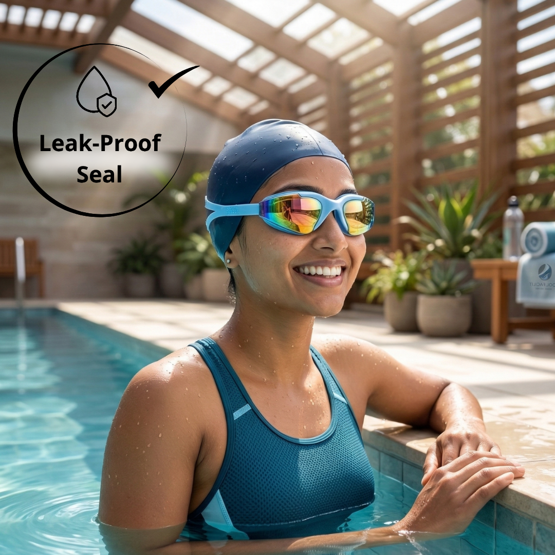Adults Mirrored-Lens Swimming Goggles for Reduced Glare