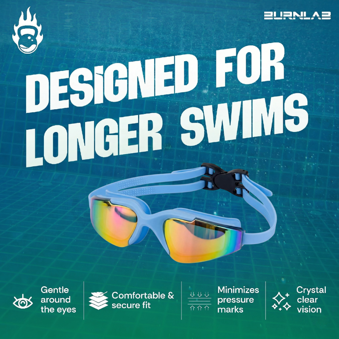 Adults Mirrored-Lens Swimming Goggles for Reduced Glare