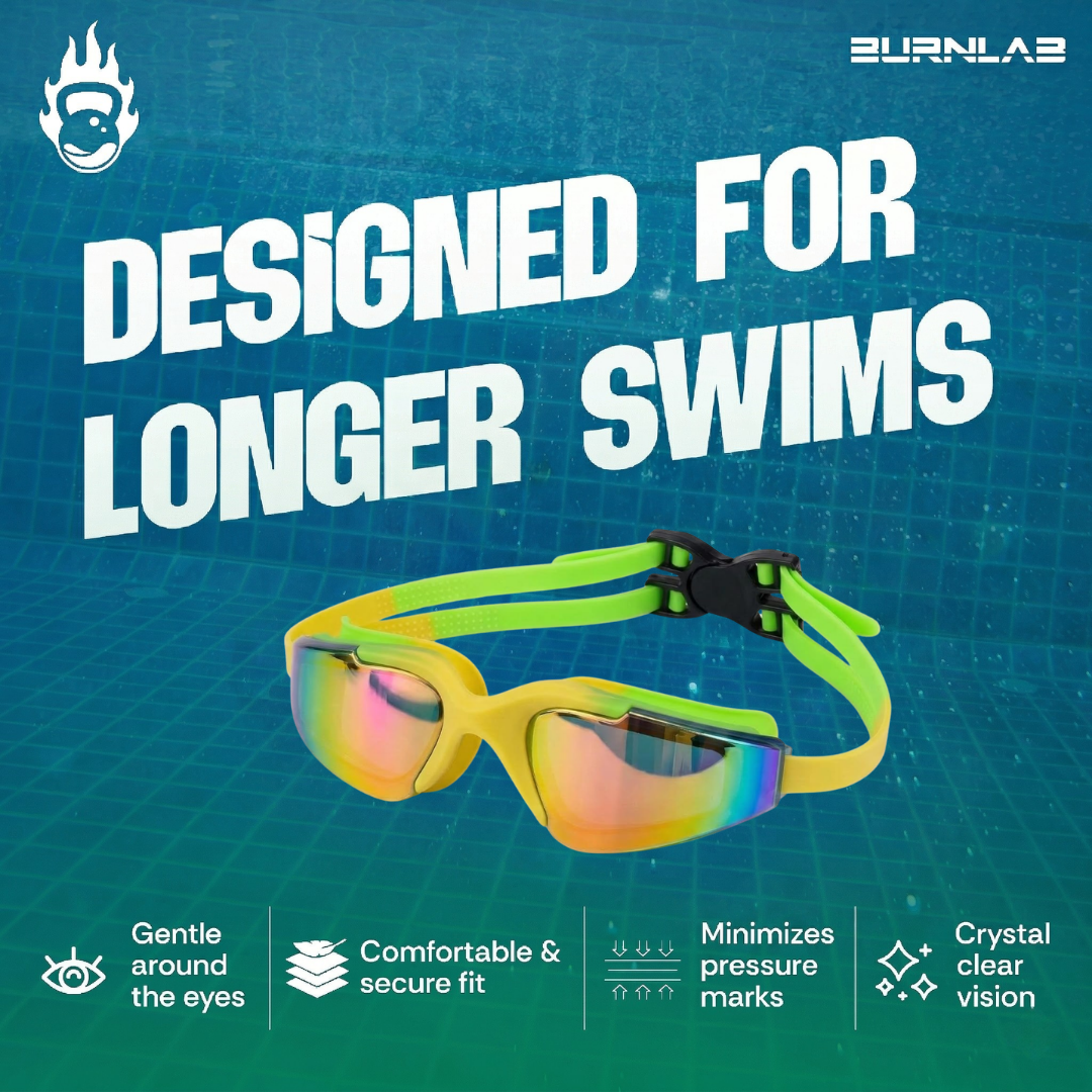 Adults Mirrored-Lens Swimming Goggles for Reduced Glare