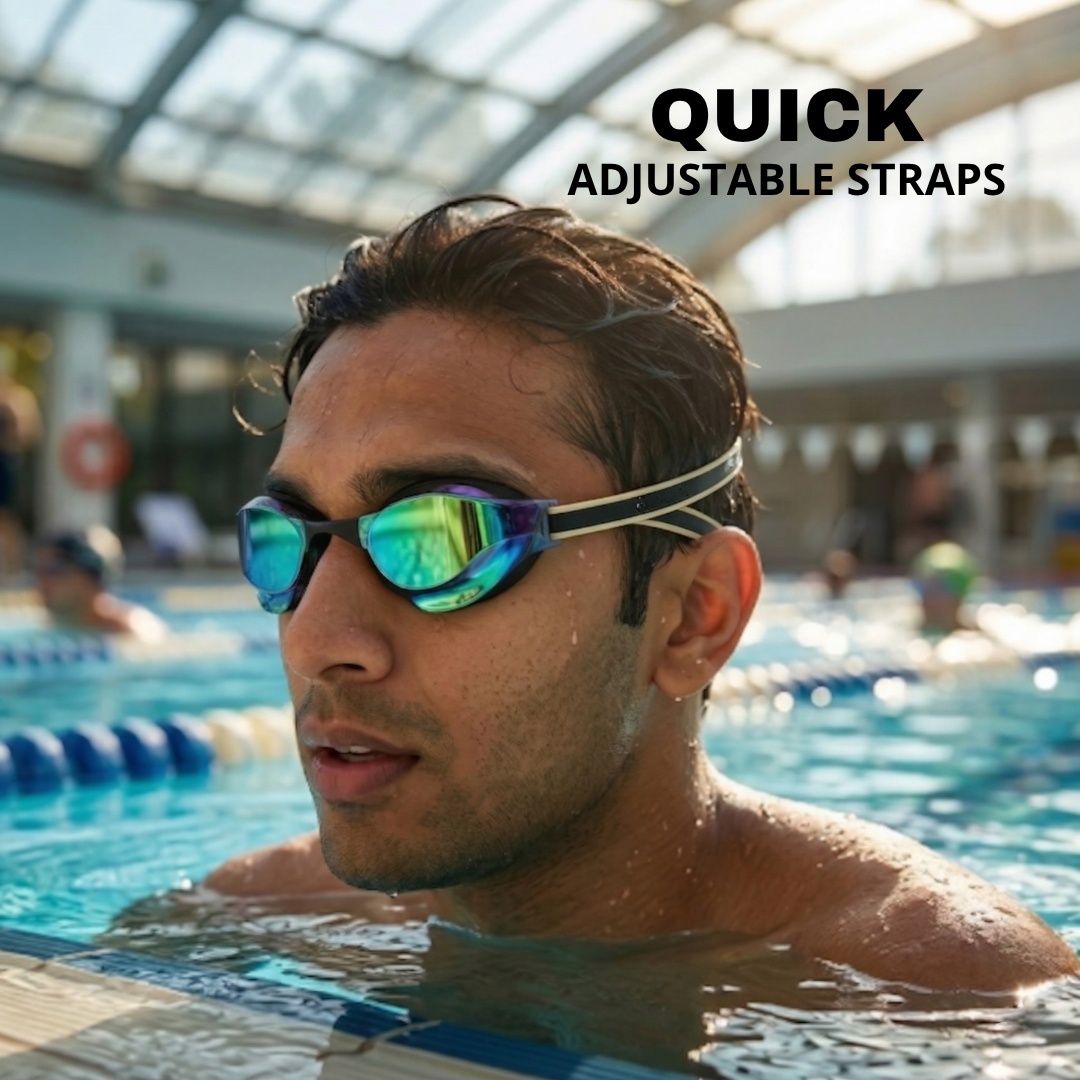 Adults Mirrored-Lens Swimming Goggles for Reduced Glare