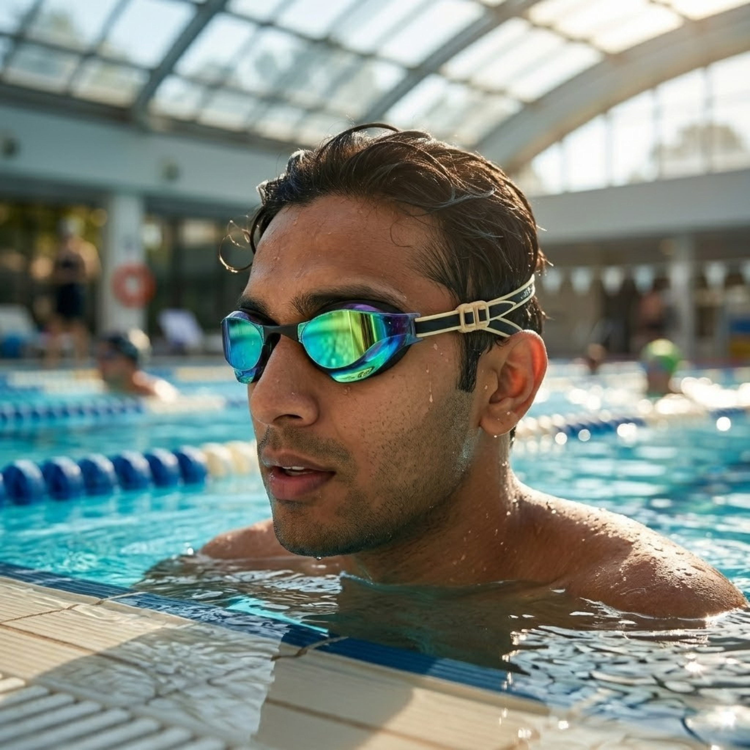 Adults Mirrored-Lens Swimming Goggles for Reduced Glare