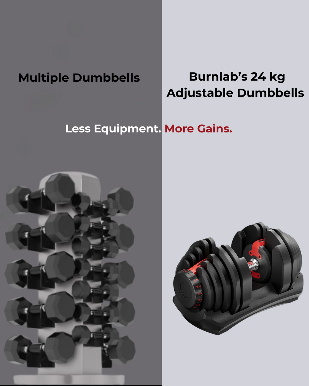 Burnlab Edge Plus Adjustable Dumbbells With Tray