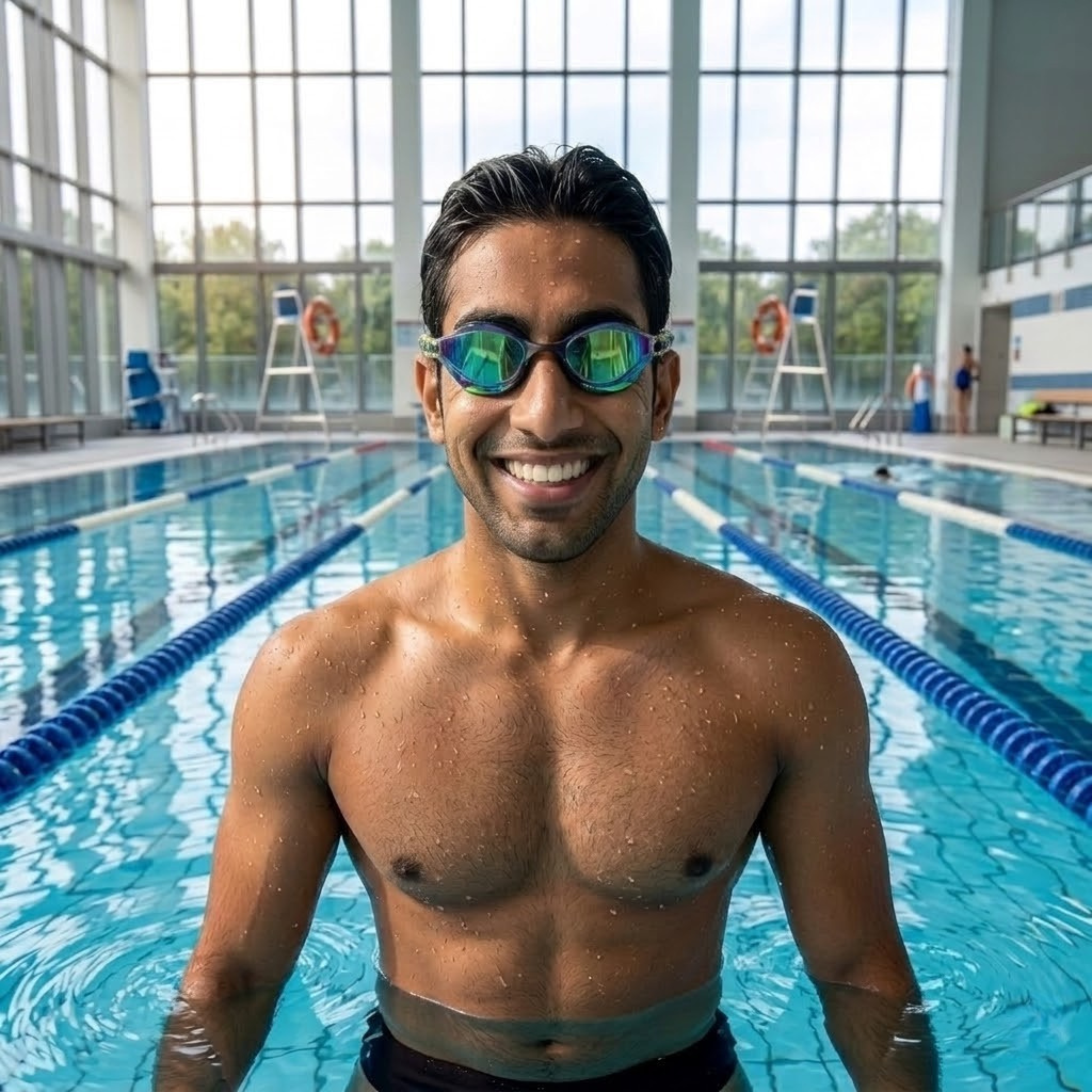 Adults Mirrored-Lens Swimming Goggles for Reduced Glare