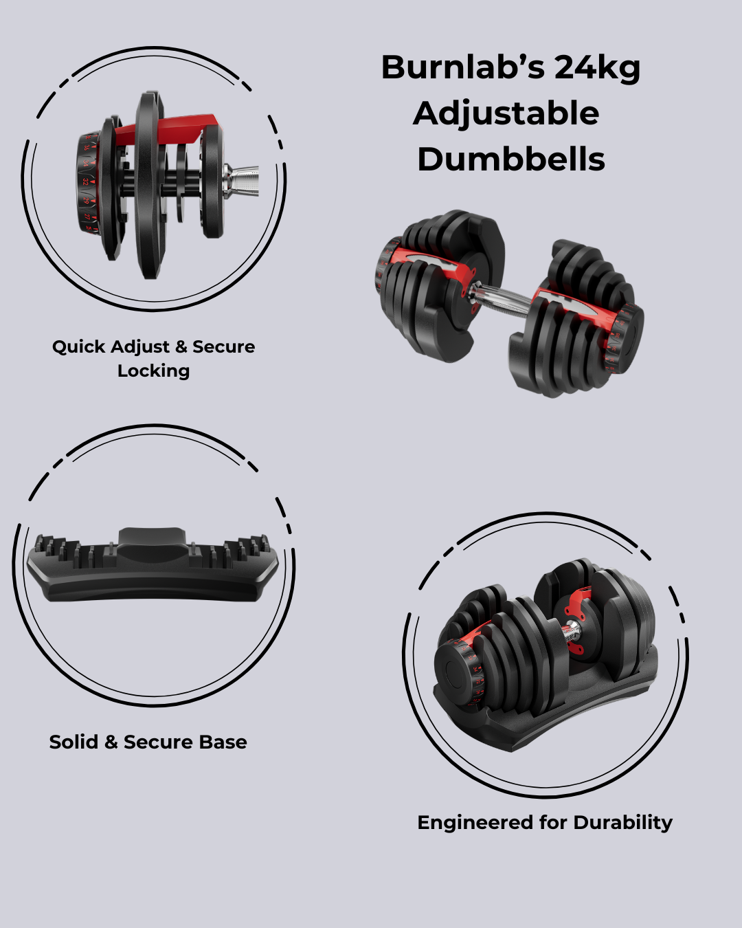 Adjustable Dumbbells Set with Tray