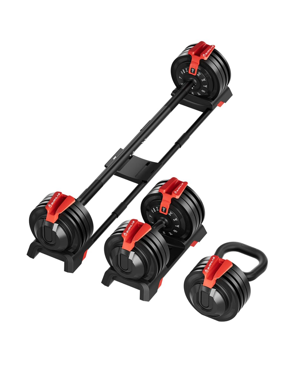 Burnlab Shift 3-in-1 Weight Training Kit - Converts to Dumbbell, Kettlebell & Barbell