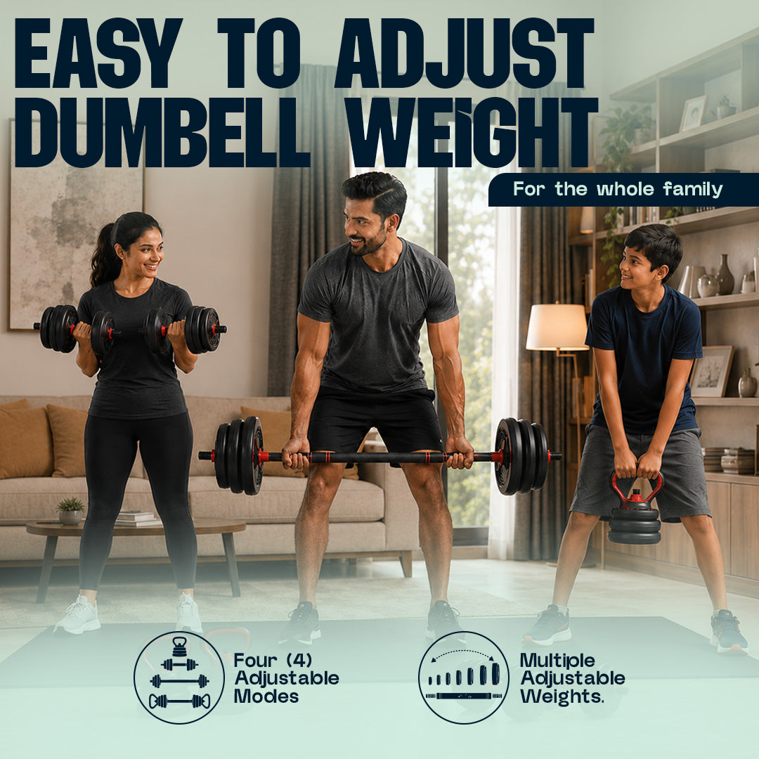 Burnlab 6 in 1 Multifunctional Weight Training Kit - Dumbbells, Kettlebells and Barbells in 1