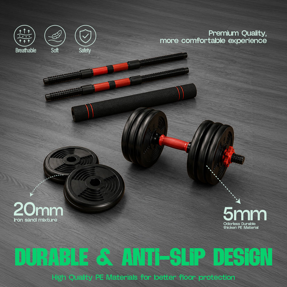 Burnlab 6 in 1 Multifunctional Weight Training Kit - Dumbbells, Kettlebells and Barbells in 1