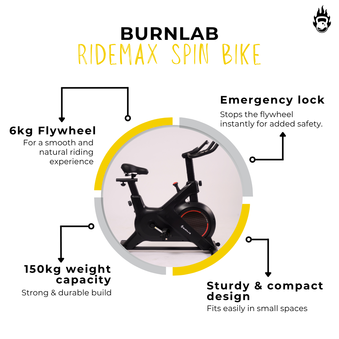 Burnlab RideMax Spin Bike - 6KG Flywheel