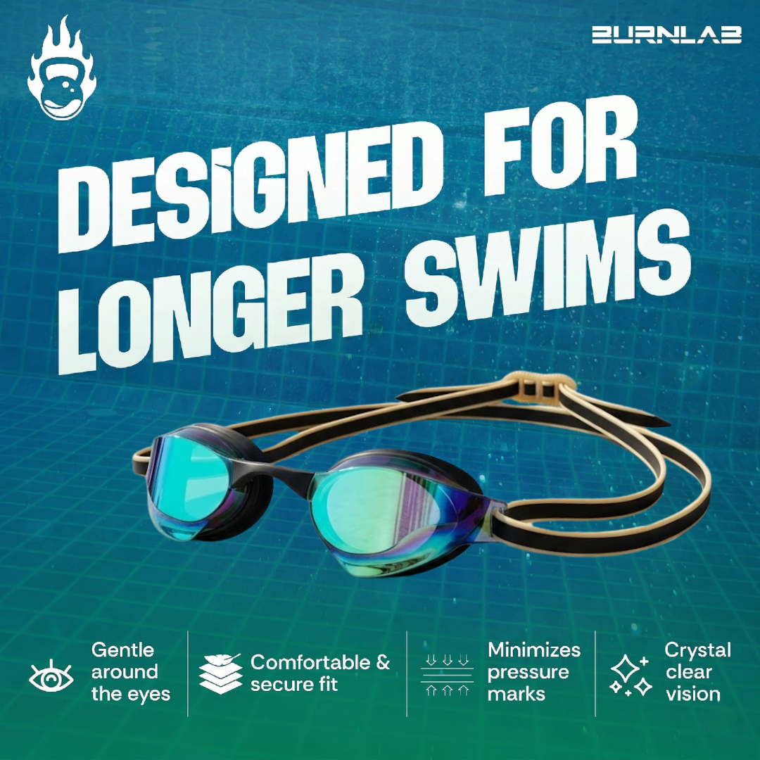 Adults Mirrored-Lens Swimming Goggles for Reduced Glare