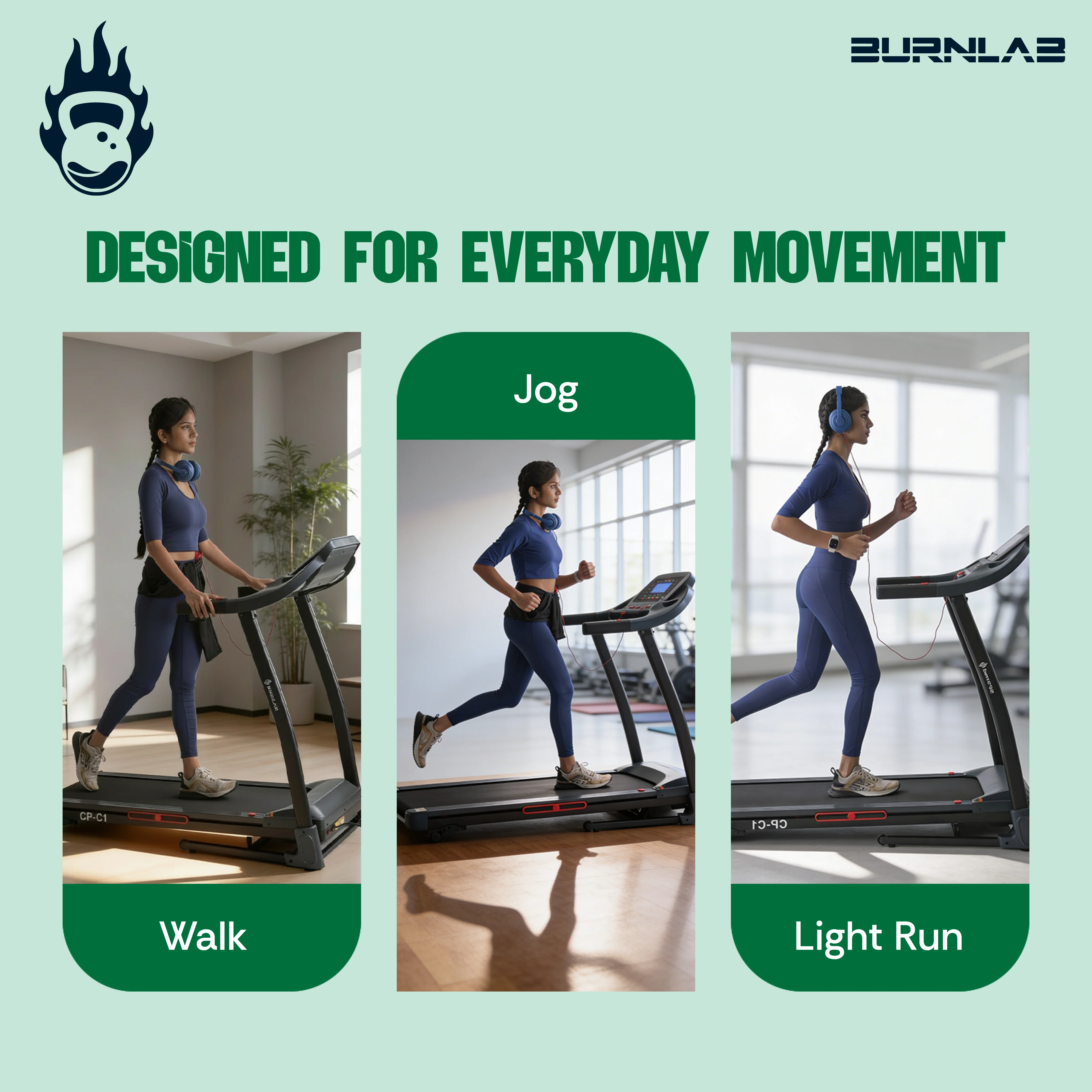 Burnlab Treadmill 3.1 - 2.5HP, 5” LCD