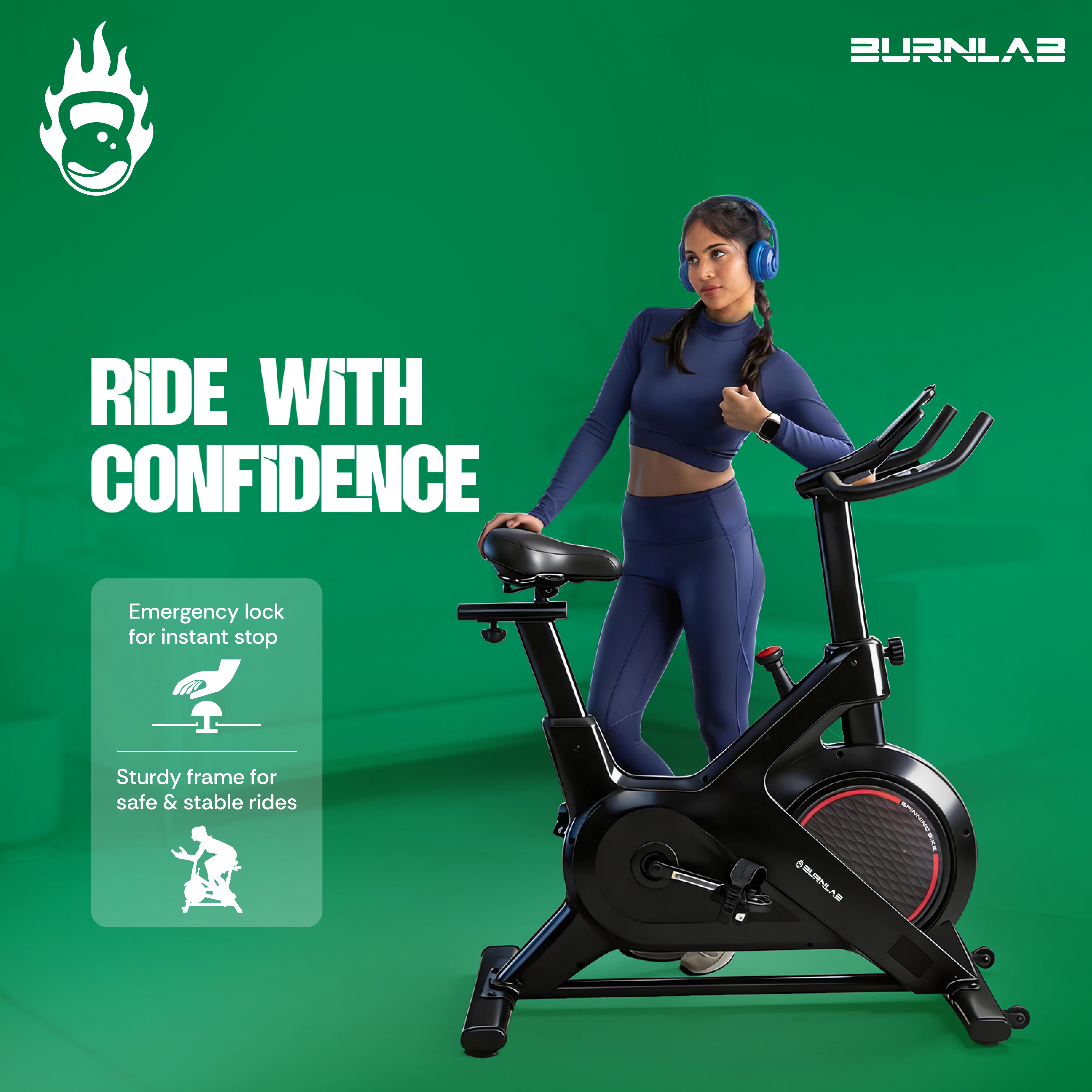 Burnlab RideMax Spin Bike - 6KG Flywheel