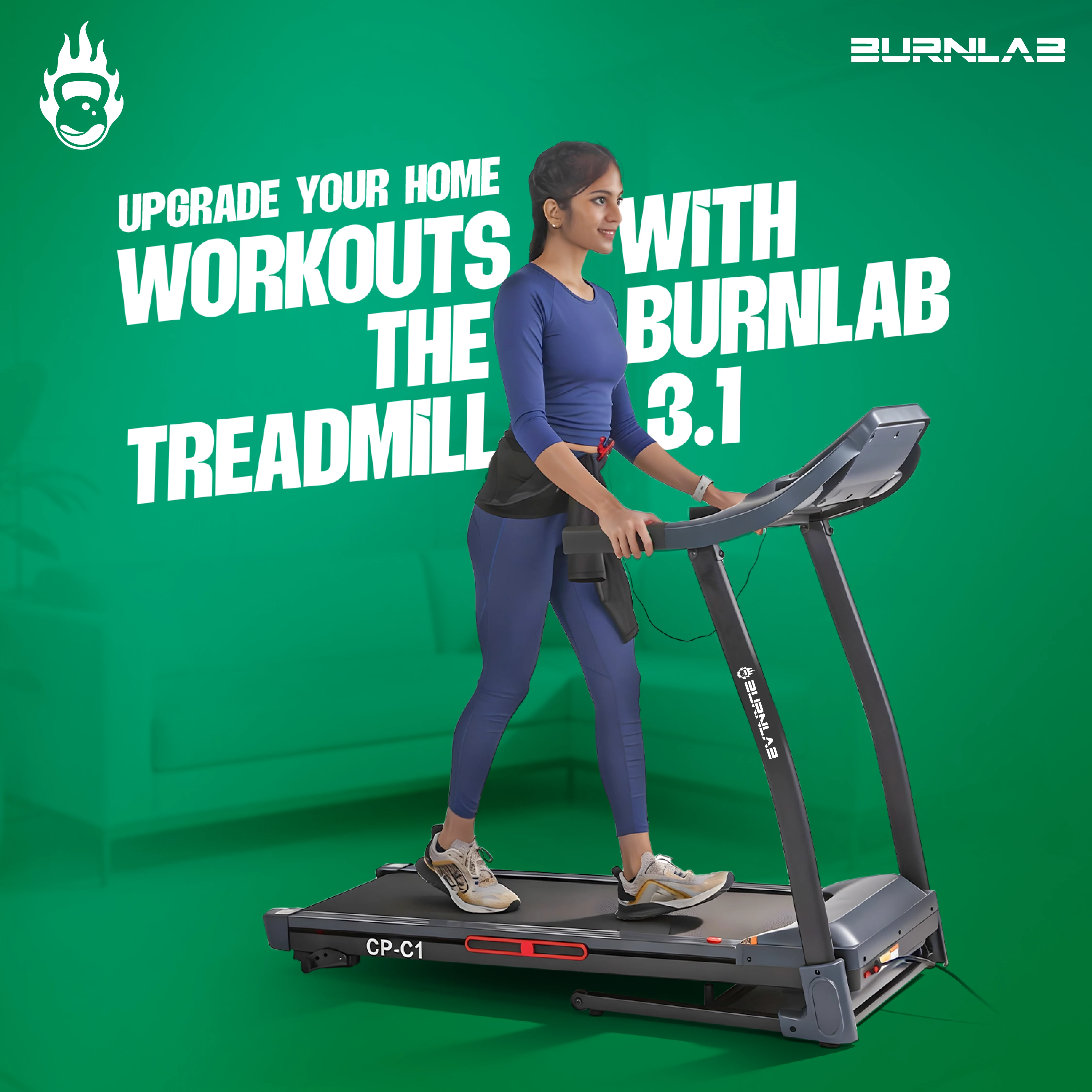 Burnlab Treadmill 3.1 - 2.5HP, 5” LCD